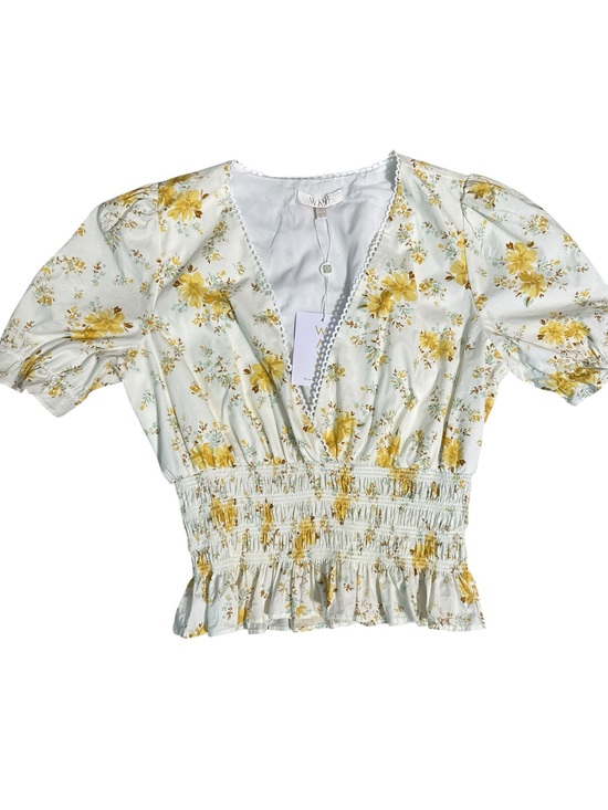 Wayf Tops - Wayf Smocked Crop Blouse Floral Print Size Medium